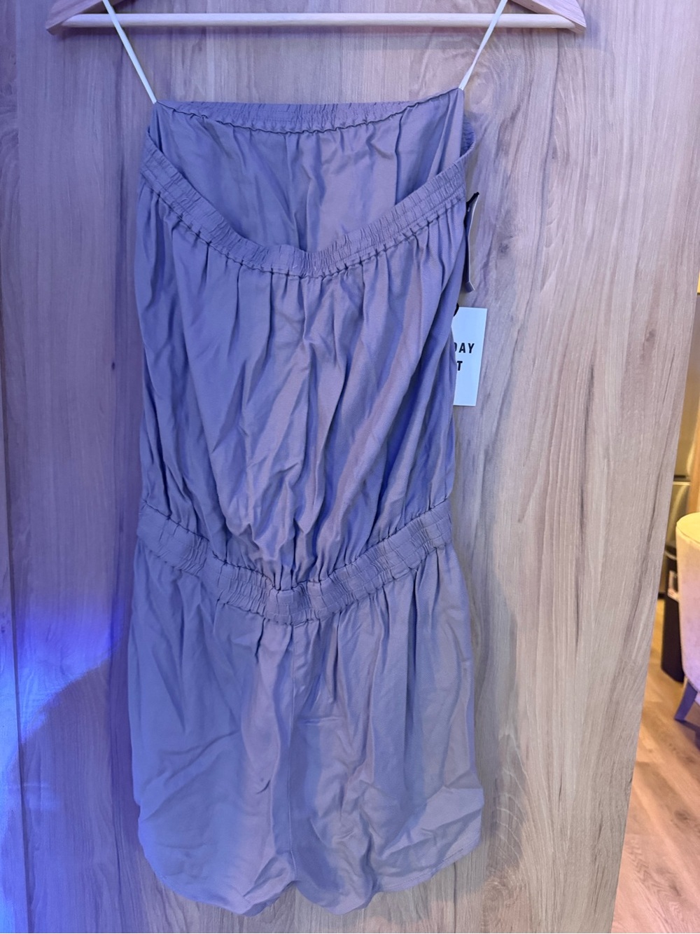 🔚 Sunday Best Light Blue Strapless Romper with Elastic Waist